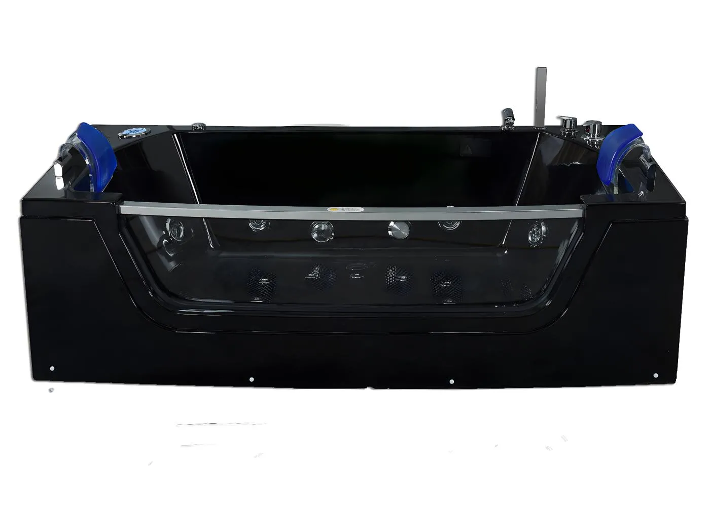 Whirlpoolbadewanne 180 x 90 cm Schwarz mit Frontglas 14 Düsen - Cherry