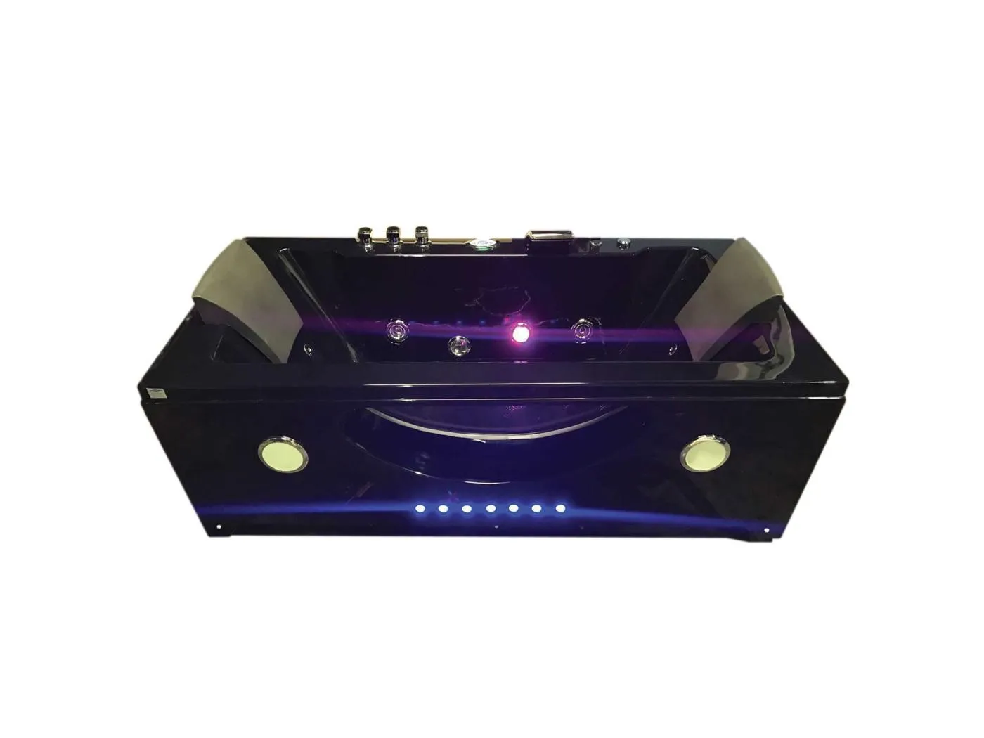 Whirlpoolbadewanne 180 x 90 cm Schwarz Chromotherapie 16 Düsen - Gardenia