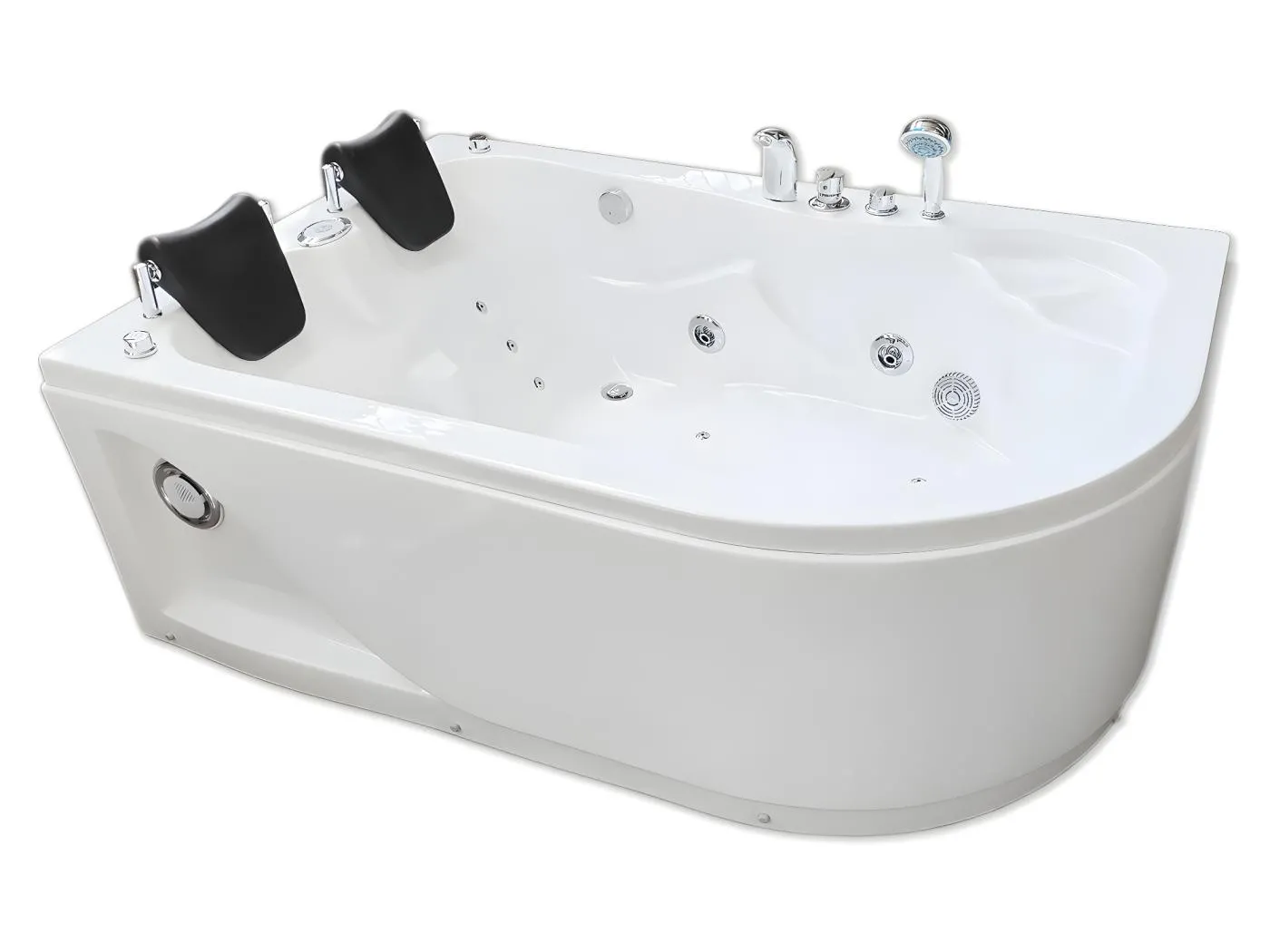 Whirlpoolbadewanne 170 x 115 cm weiß für 2 Personen 15 Düsen - Tulip