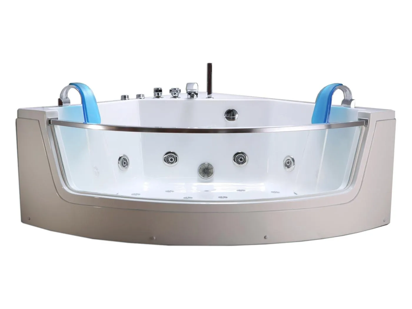 Whirlpoolbadewanne 152 x 152 cm weiß Doppelpumpe 19 Düsen - Calliope