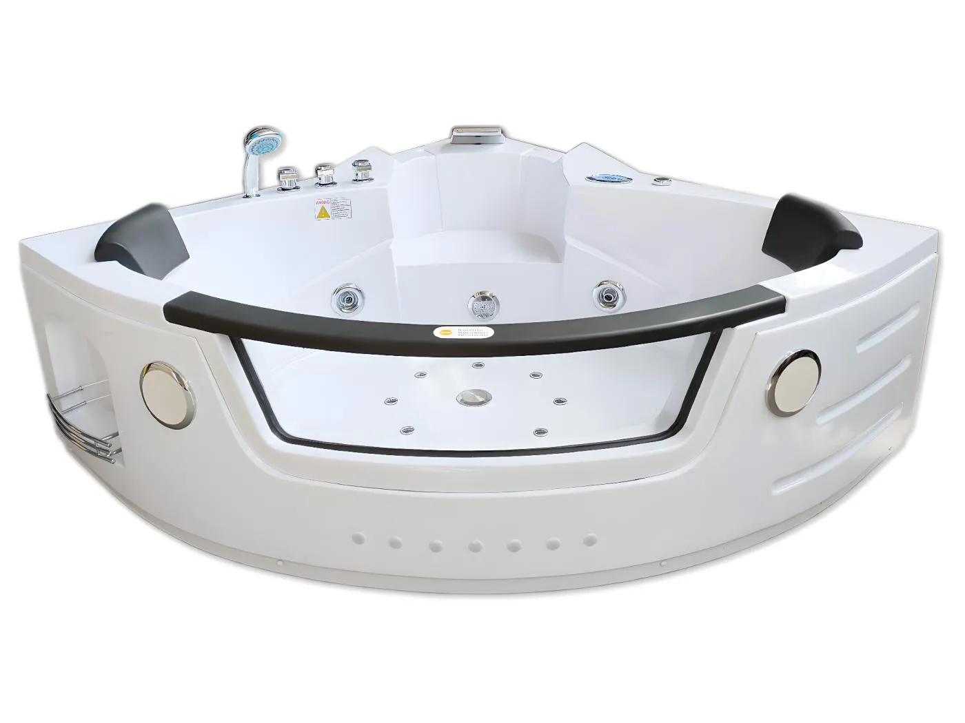 Whirlpoolbadewanne 140 x 140 cm weiß Doppelpumpe 20 Düsen - Camelia