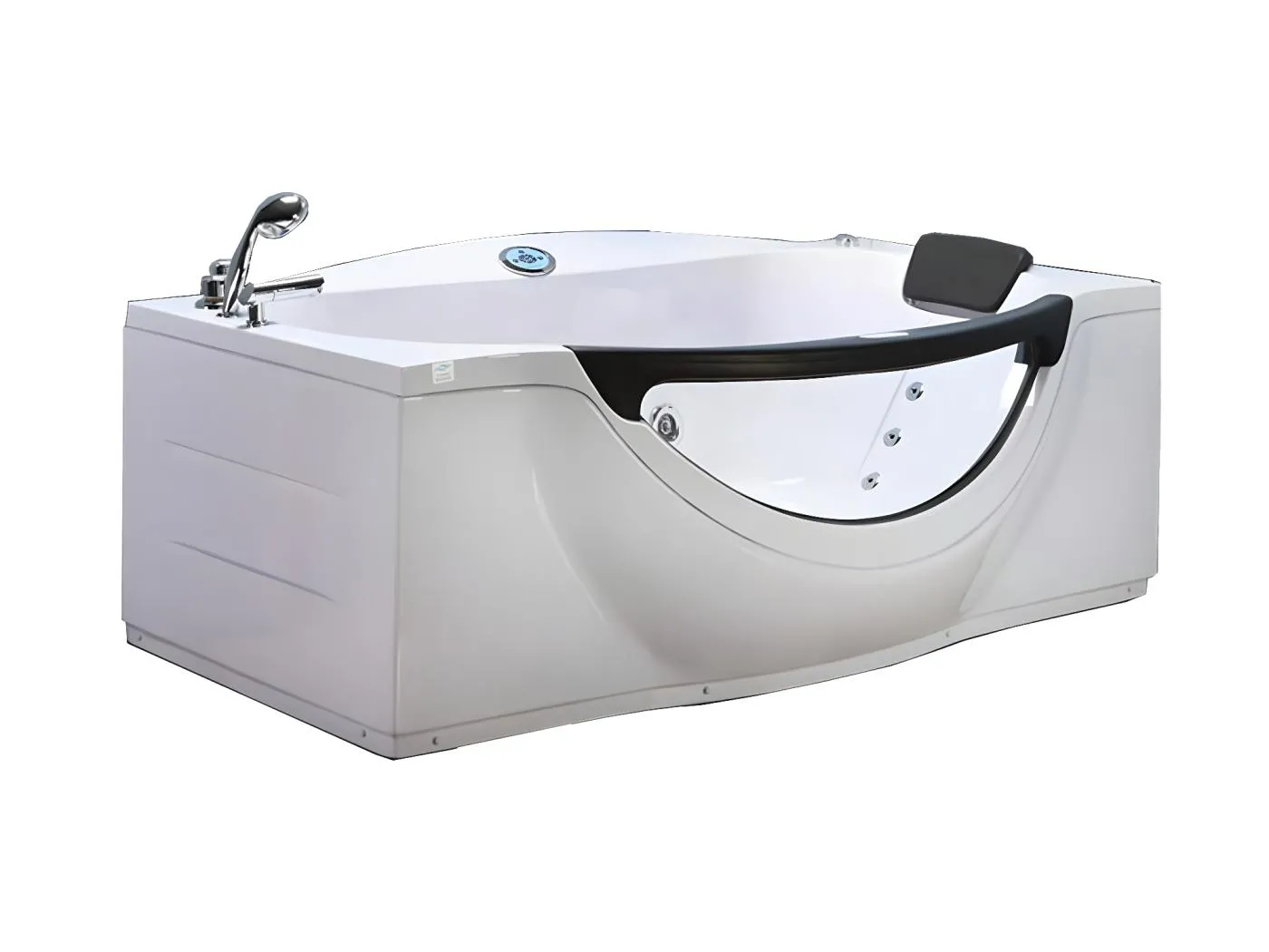 Whirlpoolbadewanne 180 x 96 cm weiß mit Frontglas 9 Düsen - Jasmine