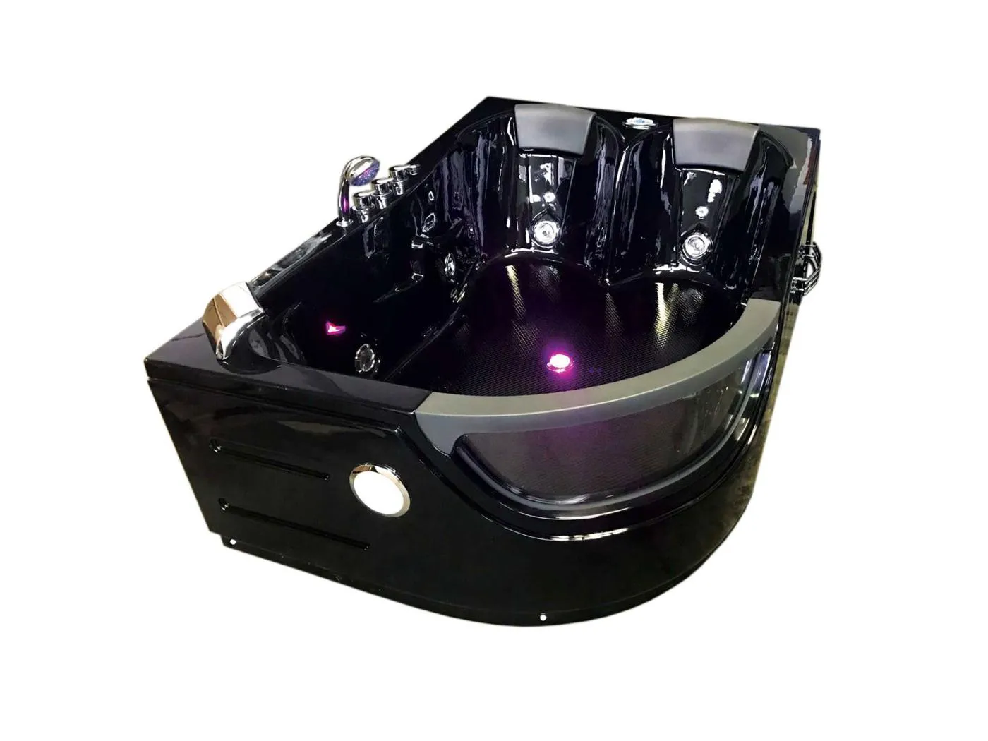 Whirlpoolbadewanne 180 x 120 cm Schwarz für 2 Personen 8 Düsen - Bluebell