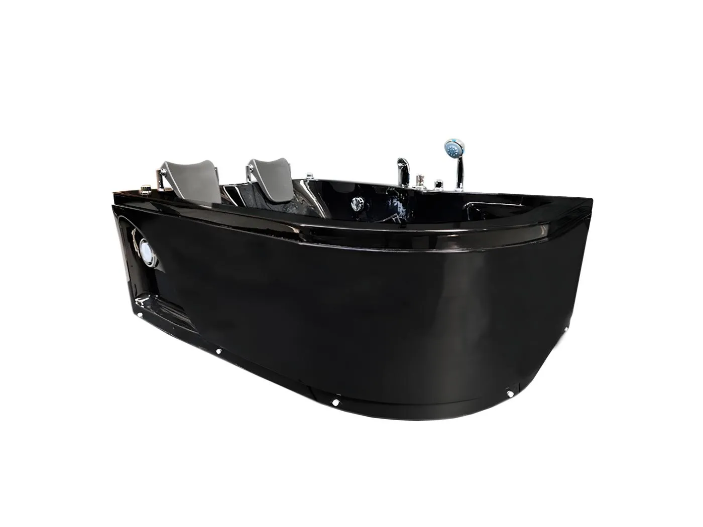 Whirlpoolbadewanne 170 x 115 cm Schwarz für 2 Personen 15 Düsen - Black Tulip