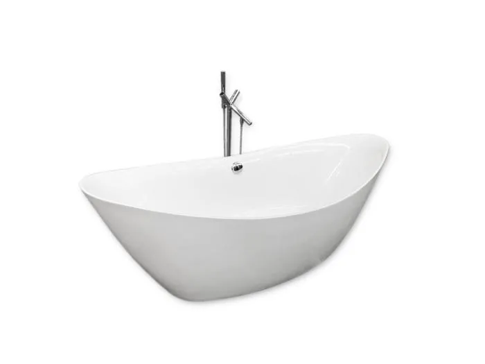 Freistehende Badewanne Weiße 180 x 80 cm + Säulenarmatur – Faith