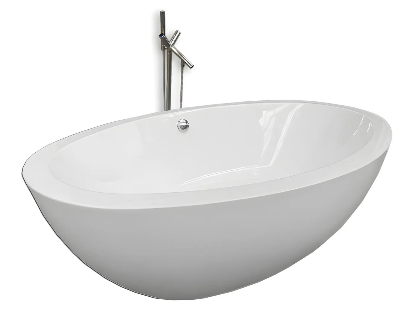 Freistehende Badewanne Weiße 190 x 120 cm + Säulenarmatur – Melody