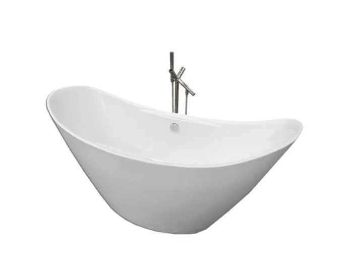 Freistehende Badewanne Weiße 172 x 72 cm + Säulenarmatur – Joy