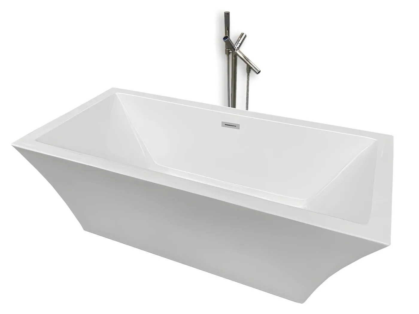Freistehende Badewanne Weiße 170 x 80 cm + Säulenarmatur – Heaven