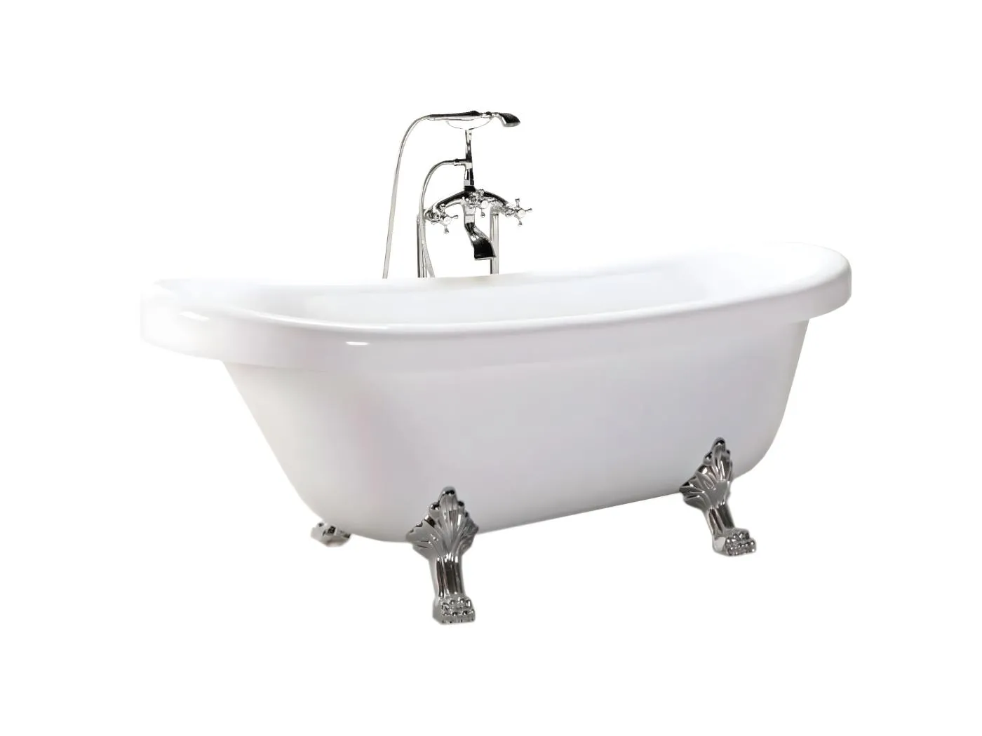 Vintage freistehende Badewanne 170 x 80 cm mit silbernen Füßen mit Wasserhahn – Marigold