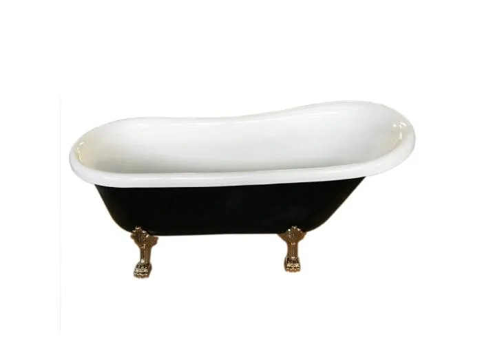 Vintage schwarze freistehende Badewanne 170 x 80 cm mit goldenen Füßen – Marigold Noir