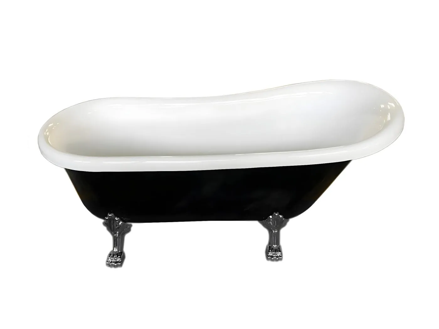 Vintage freistehende Badewanne 170 x 80 cm schwarz mit silbernen Füßen – Marigold Noir