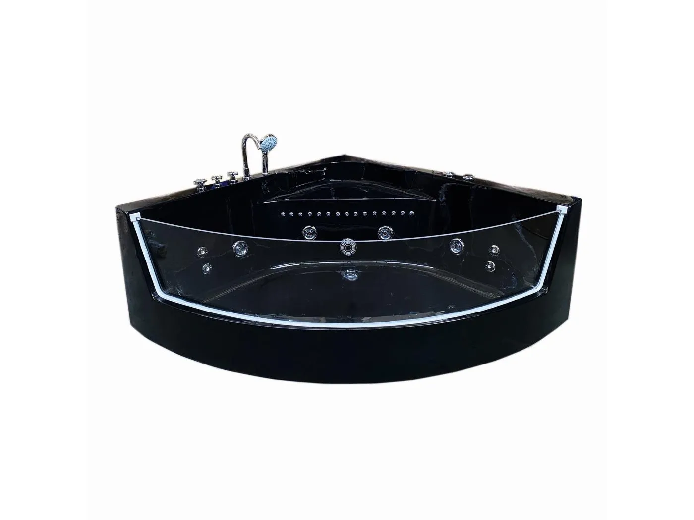 Hydromassage-Badewanne 150 x 150 cm Farbtherapie 8 Düsen – Black Maple