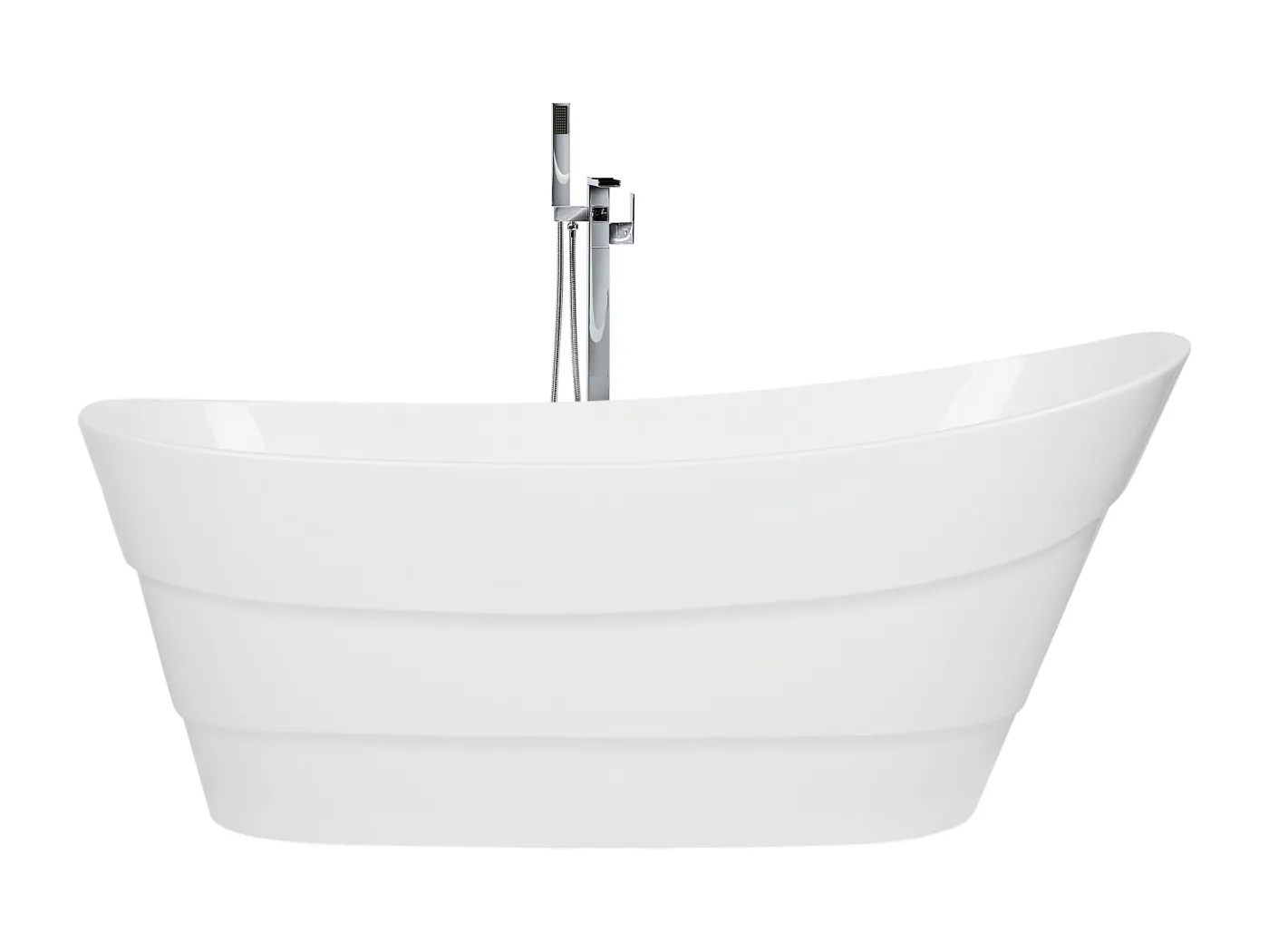 Luxus Acryl Badewanne oval freistehend weiß mit Überlauf 170 x 73 cm Buenavista