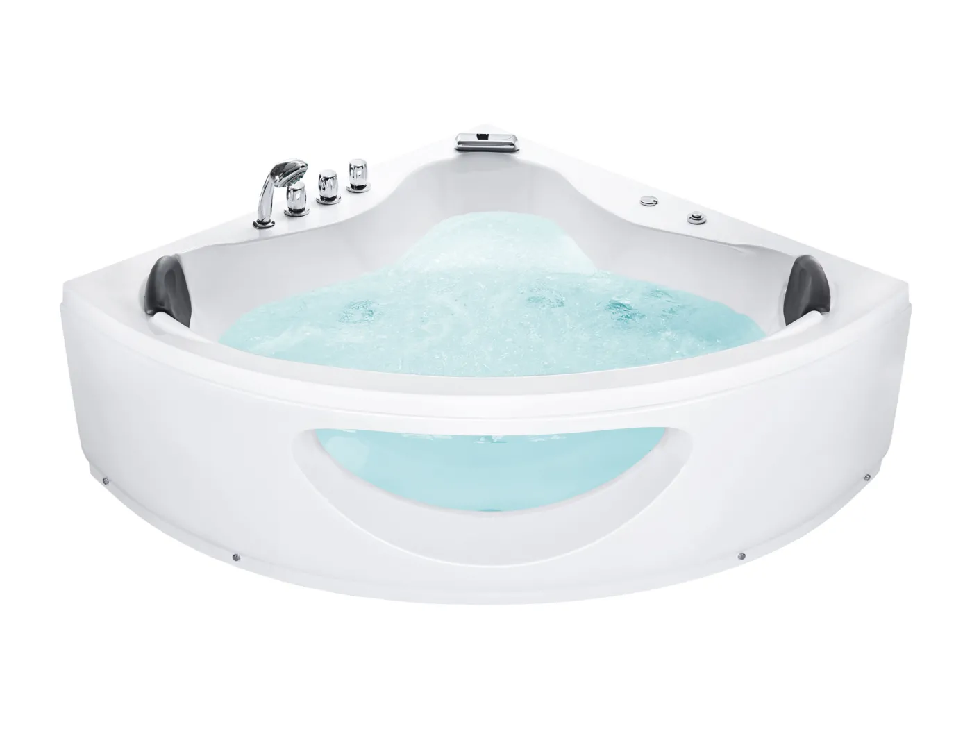 Whirlwanne Eckbadewanne Spa weiß große Doppelwanne mit Massage LED 150cm Tocoa