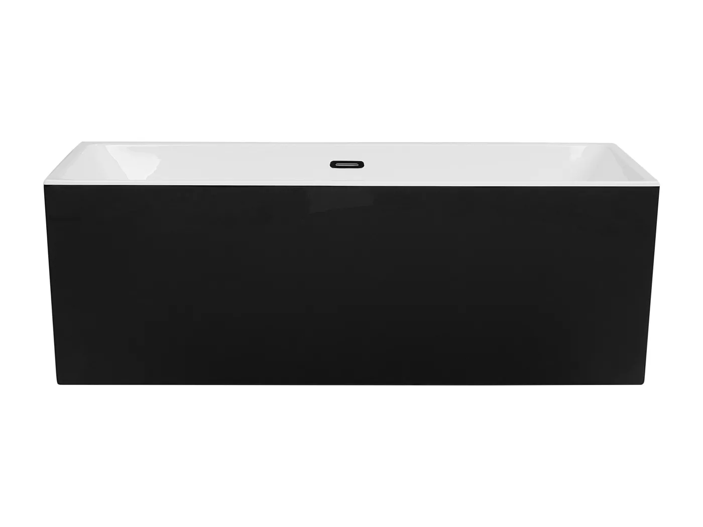 Acryl Badewanne rechteckig freistehend schwarz mit Überlauf 170 x 81 cm Rios