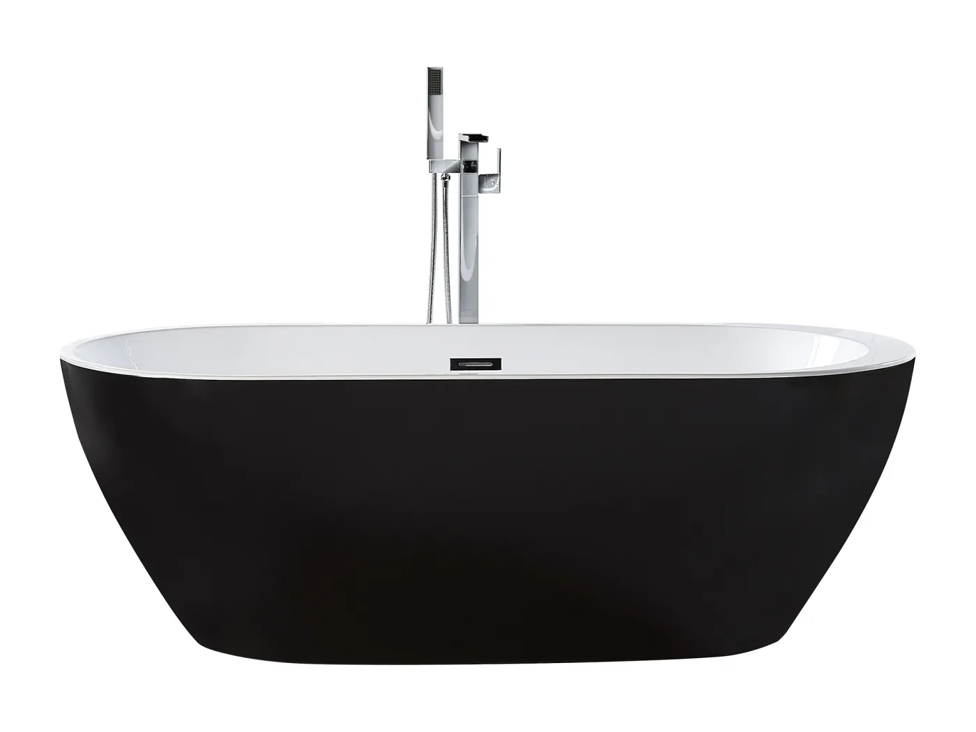 Moderne Badewanne freistehend Sanitäracryl oval schwarz 150 x 75 cm Nevis