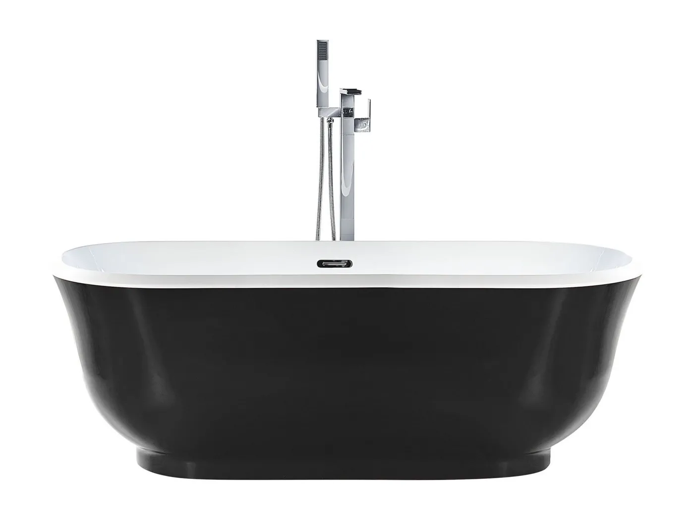 Badewanne freistehend oval schwarz in römischem Stil 170 x 77 cm Tesoro