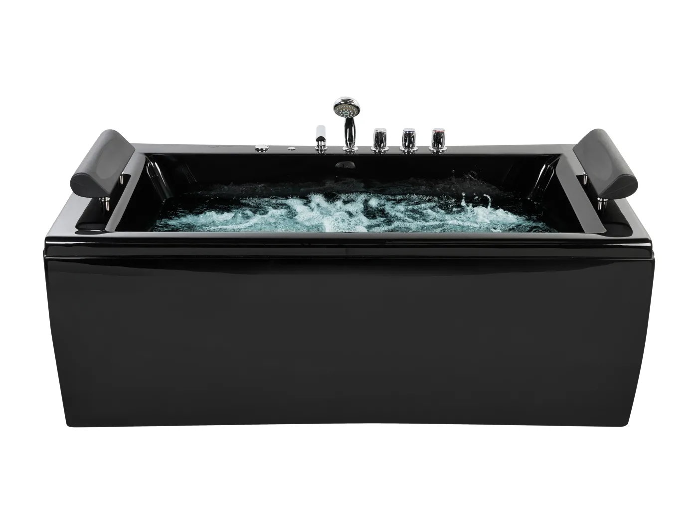Badewanne mit Armaturen rechteckig Sanitäracryl schwarz 172 x 83 cm Montego