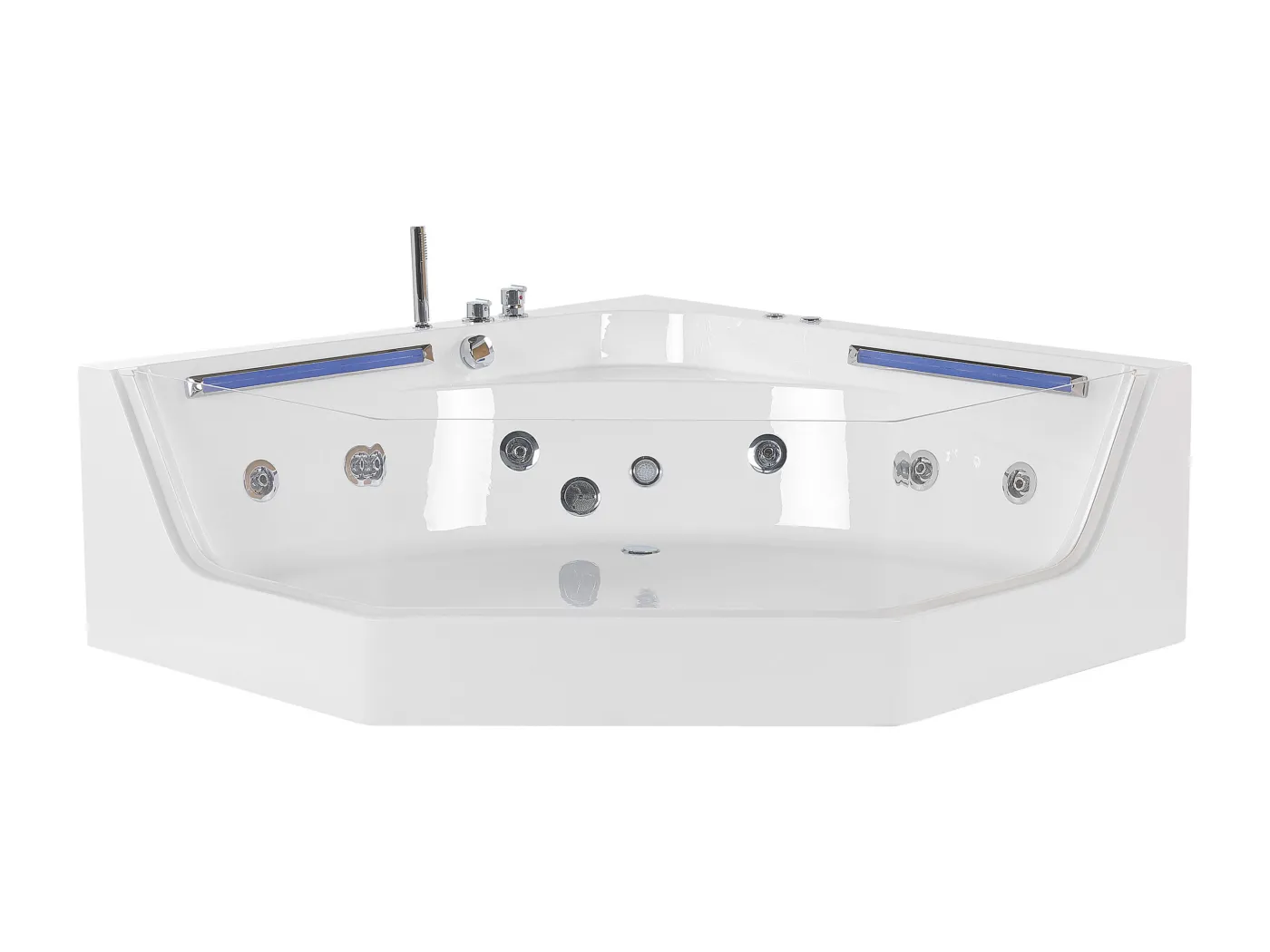 Whirlwanne Badewanne weiß Eckmodell mit LED 7 Farben 211x150 Sanitäracryl Caceres