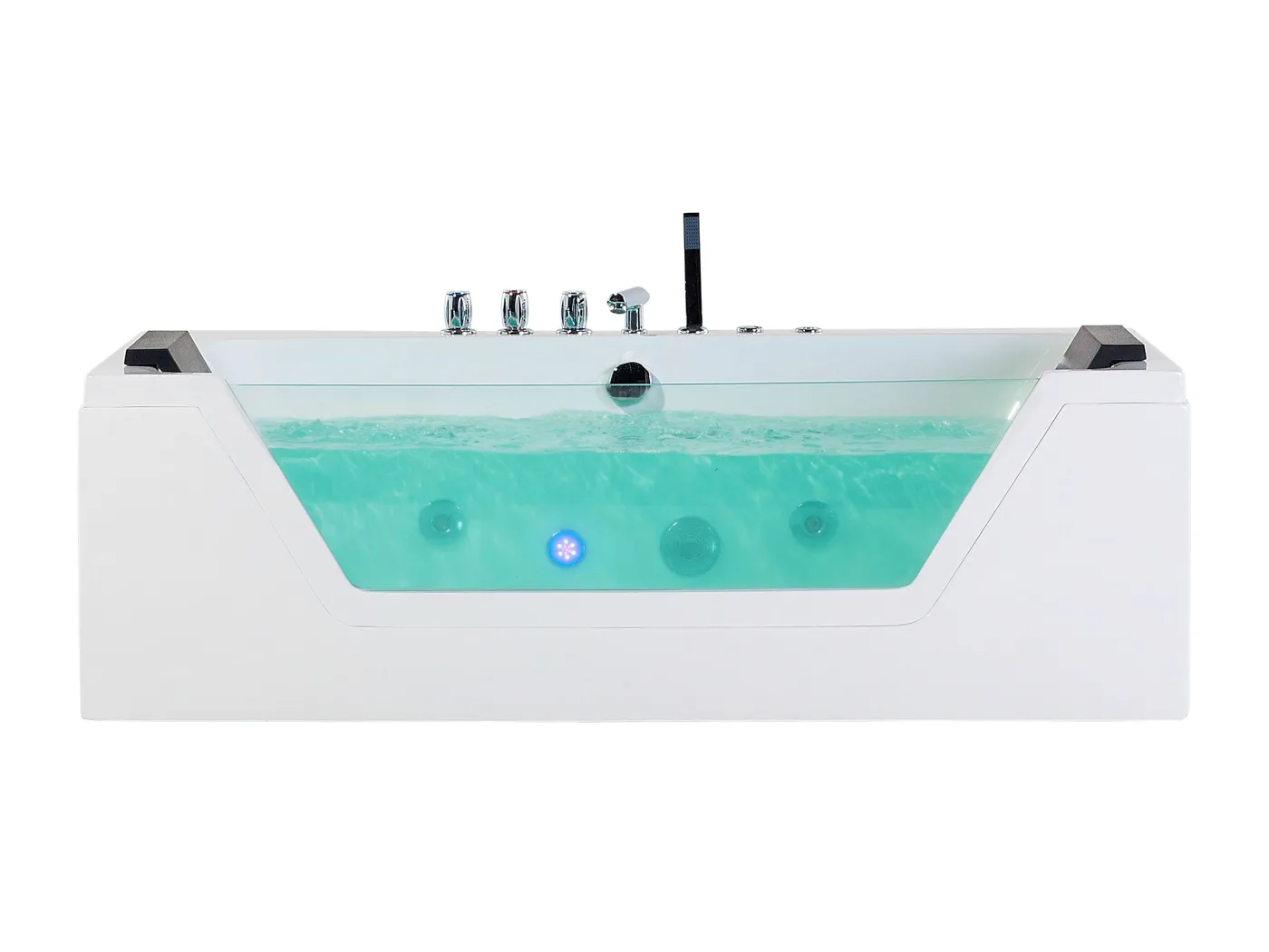 Whirlpool Badewanne Eckmodell mit LED SAMANA 162 x 76 cm Weiss