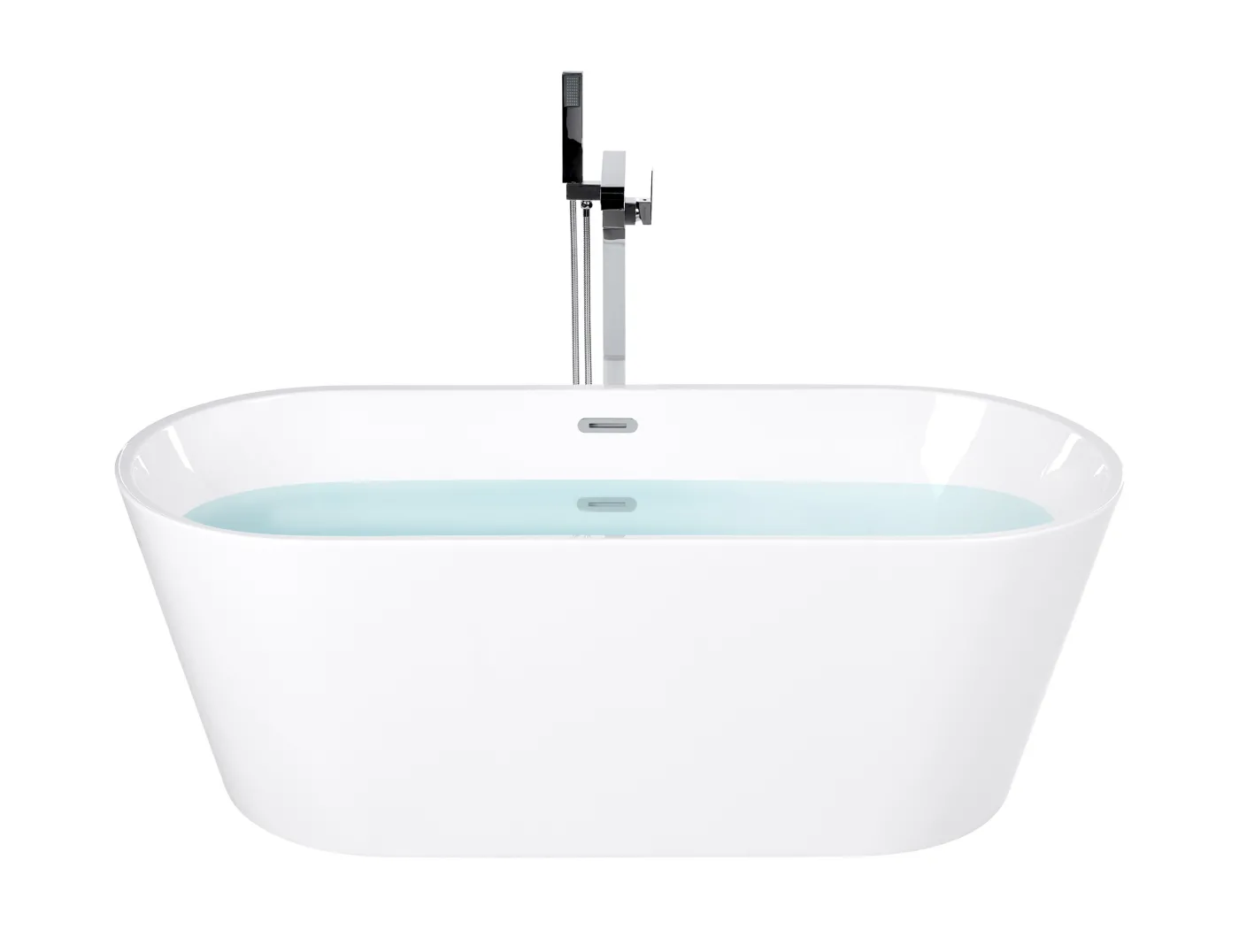 Stilvolle Acryl Badewanne oval freistehend weiß mit Überlauf 170 x 73 cm Havana