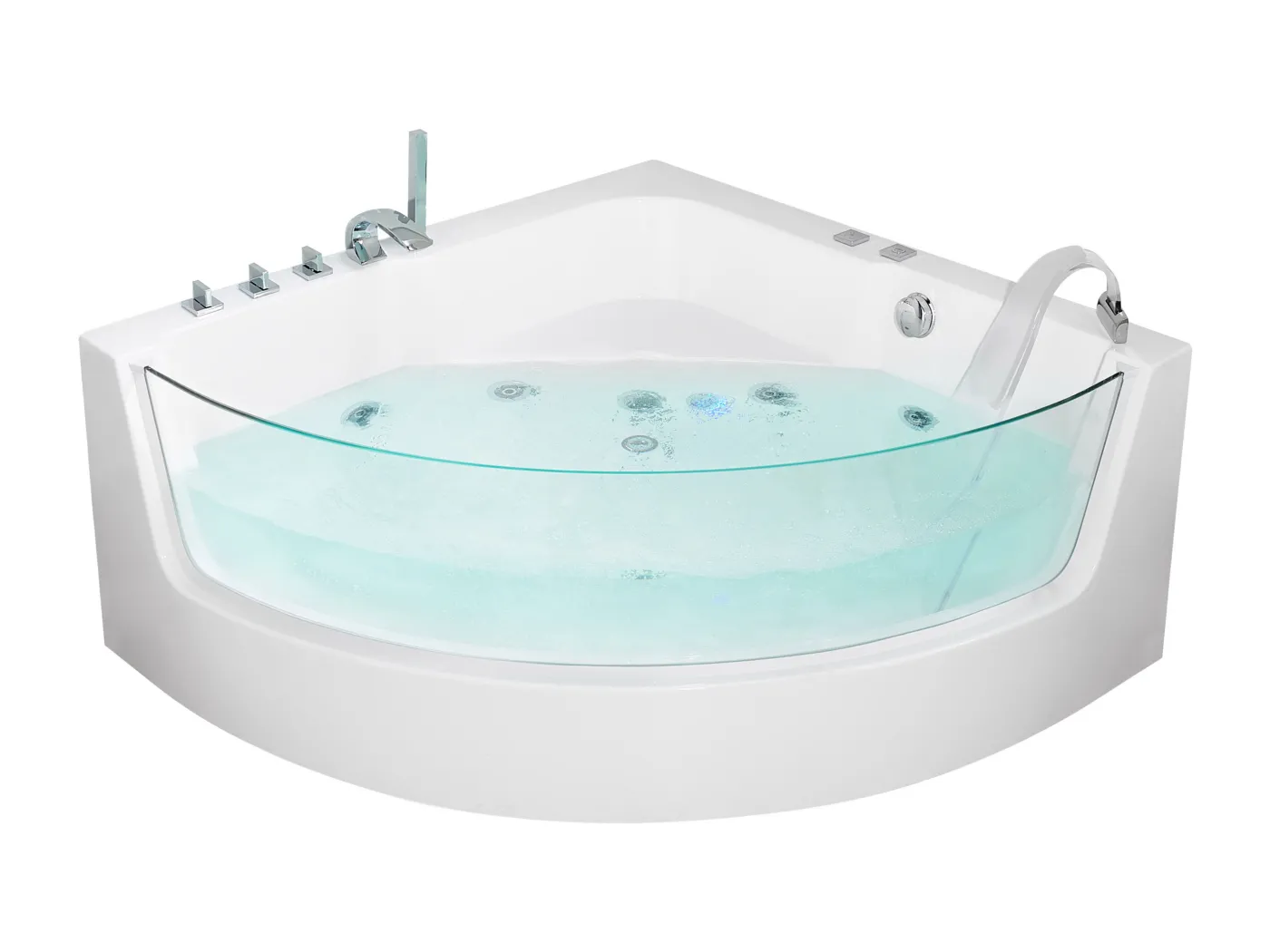 Luxus Whirlwanne Eckbadewanne Spa weiß große Wanne mit Massage LED Marina