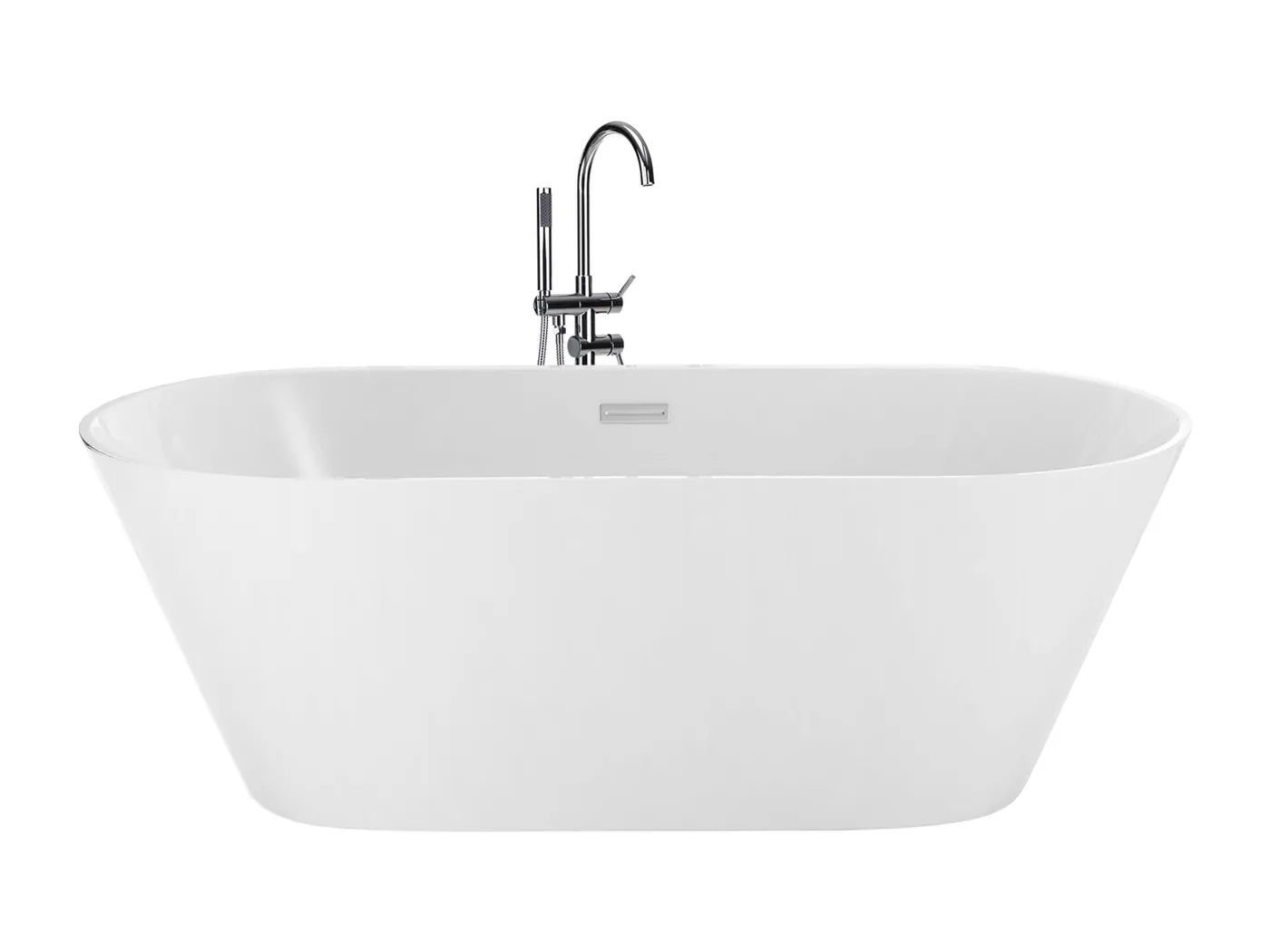 Stilvolle Acryl Badewanne oval freistehend weiß mit Überlauf 150 x 75 cm Havana
