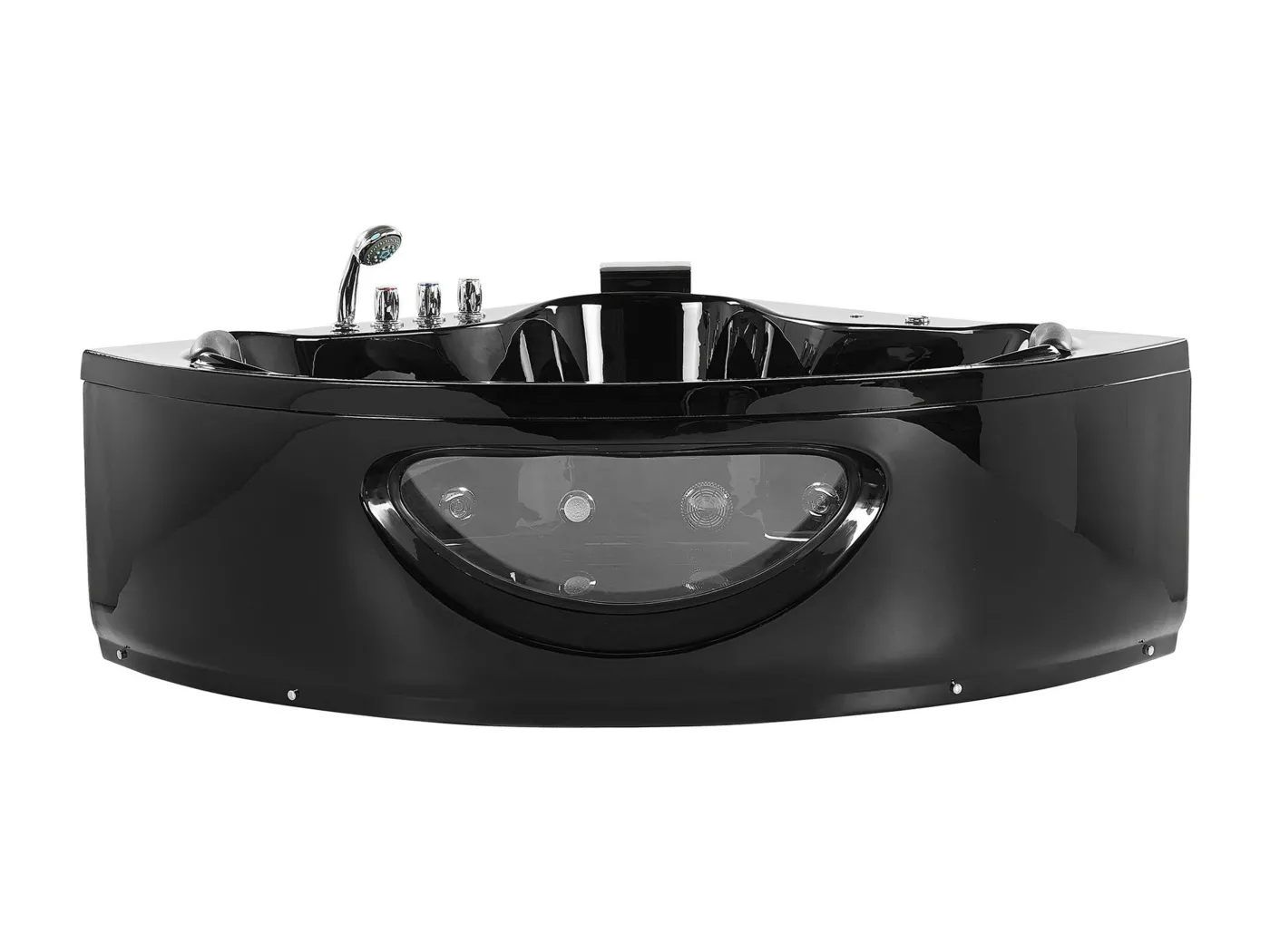 Whirlwanne Eckbadewanne Spa schwarz große Doppelwanne Massage LED 205 cm Tocoa