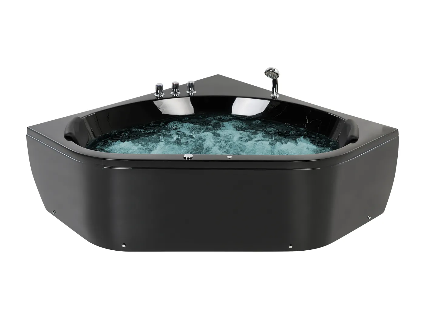 Moderne Badewanne mit Massagefunktion Schwarz Sanitäracryl 140 x 140 cm Meves