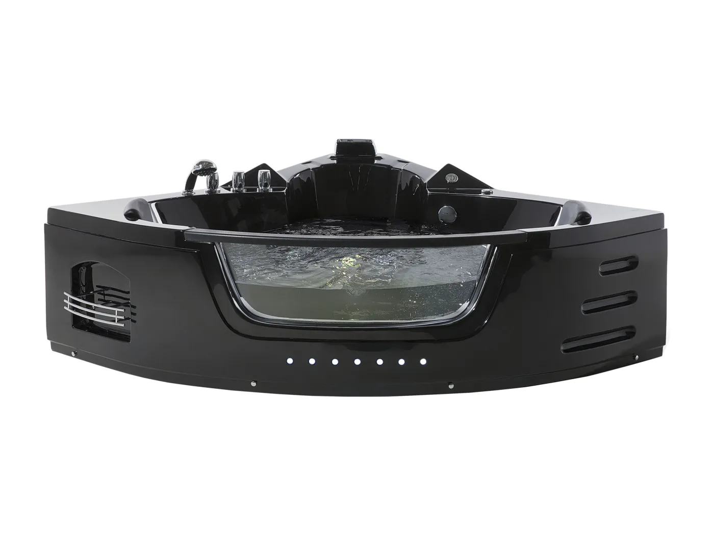 Whirlwanne Eckbadewanne Spa schwarz große Doppelwanne mit Massage LED Martinica