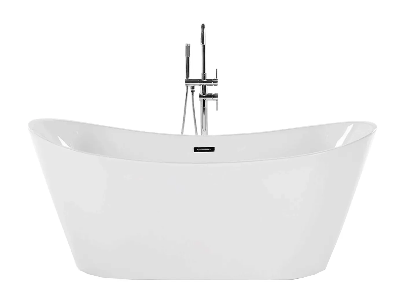 Stilvolle Acryl Badewanne oval freistehend weiß mit Überlauf 150 x 75 cm Antiqua