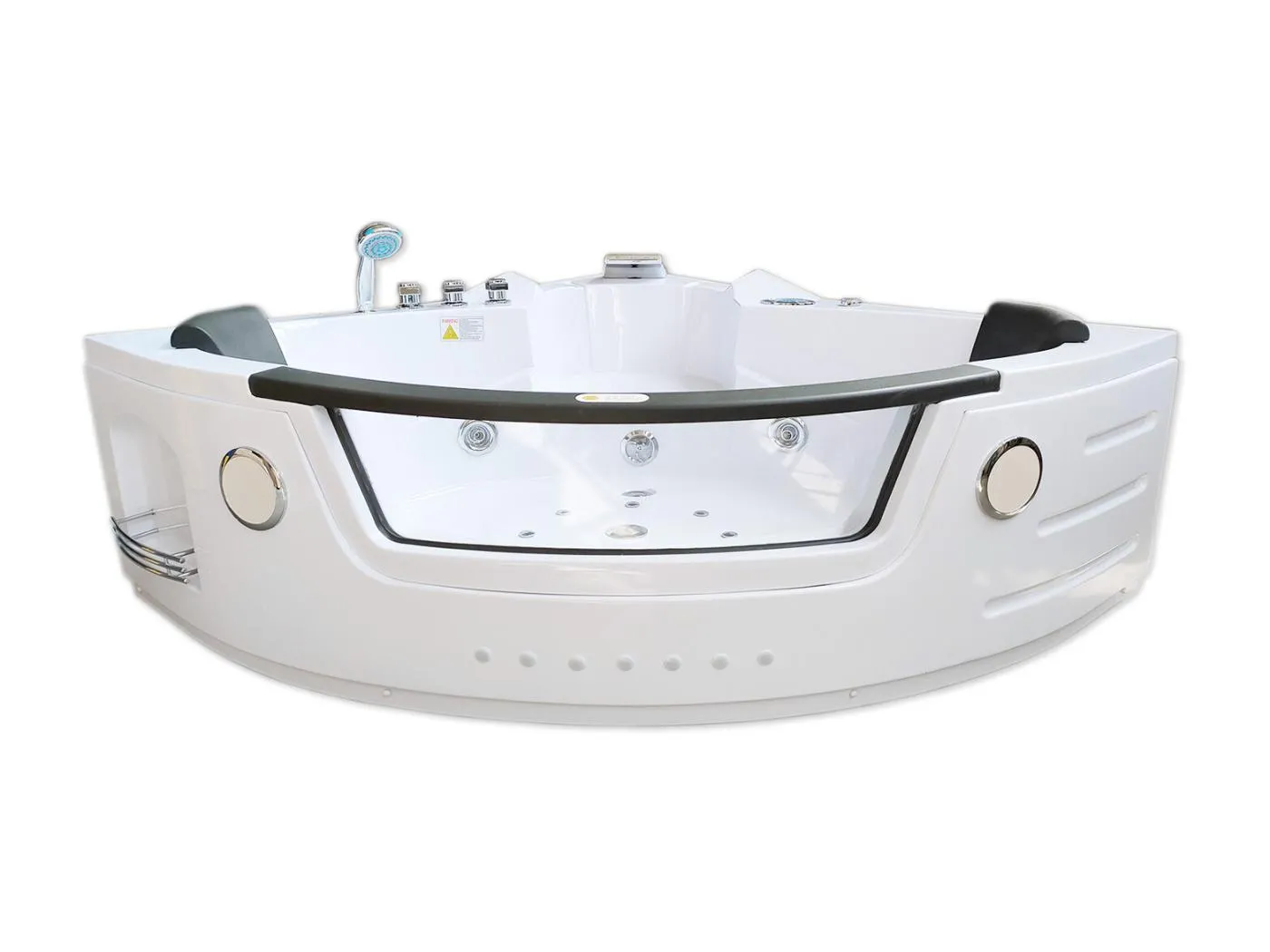 Whirlpoolbadewanne 140 x 140 cm weiß Doppelpumpe und Heizung 20 Düsen - Camelia