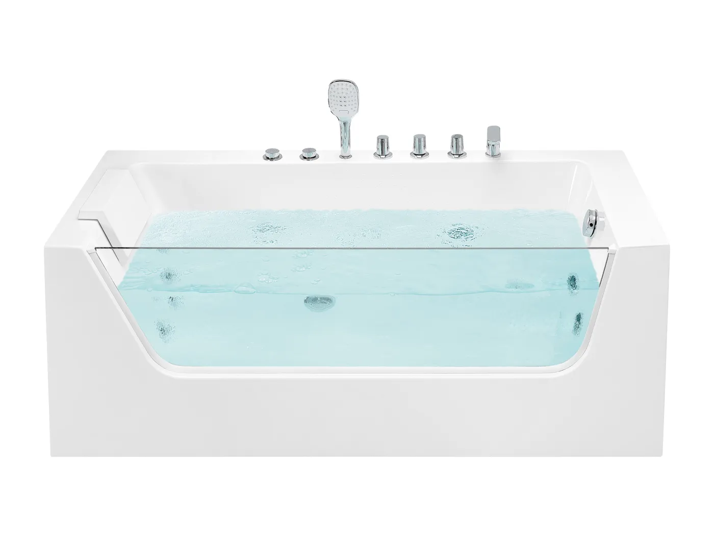 Weiße Badewanne Whirlwanne aus Sanitäracryl Modern 170 x 80 cm links Puquio