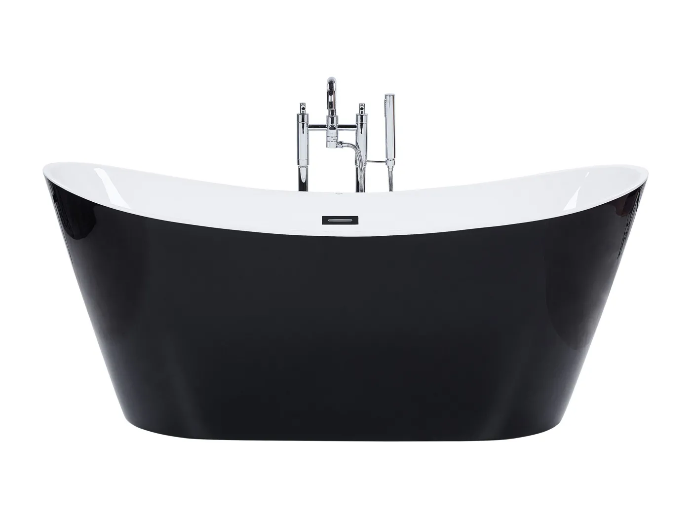 Edle Acryl Badewanne oval freistehend schwarz mit Überlauf 180 x 78 cm Antiqua
