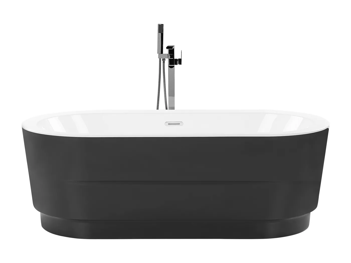 Badewanne oval 170 x 80 cm in Schwarz freistehend im minimalistischen Stil Empresa