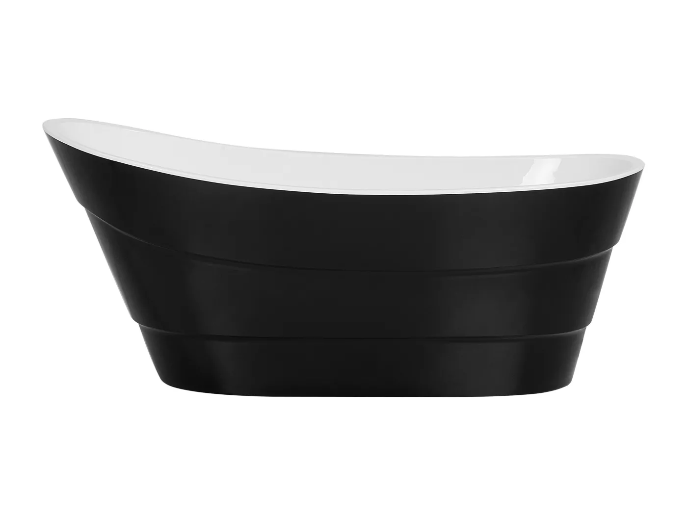 Luxus Acryl Badewanne oval freistehend schwarz mit Überlauf 170x73 cm Buenavista