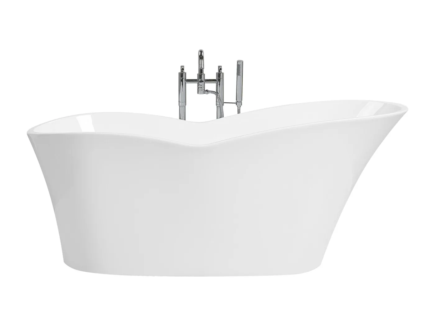 Edle Acryl Badewanne oval freistehend weiß mit Überlauf 170 x 80 cm Dulcina