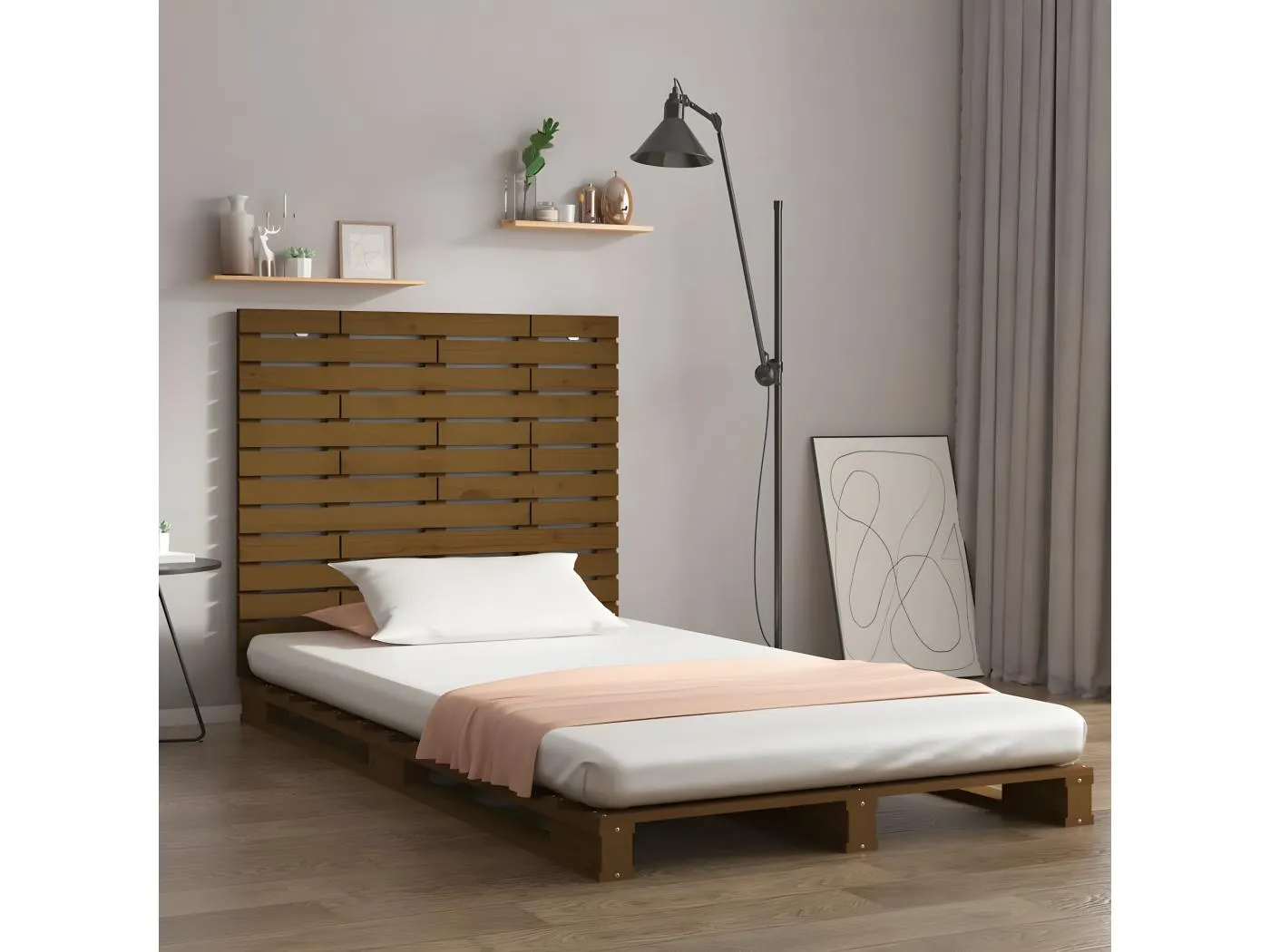 Wand-Kopfteil für Bett | Bett-Kopfteil Honigbraun 81x3x91,5 cm Massivholz Kiefer -MN372623
