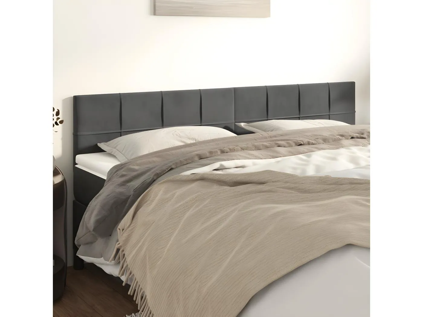 2er Kopfteil für Bett | Bett-Kopfteile Dunkelgrau 80x5x78/88 cm Samt -MN792679