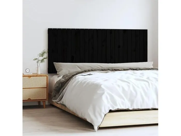 Wand-Kopfteil für Bett | Bett-Kopfteil Schwarz 147x3x60 cm Massivholz Kiefer -MN224389