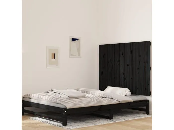 Wand-Kopfteil für Bett | Bett-Kopfteil Schwarz 127,5x3x90 cm Massivholz Kiefer -MN713517