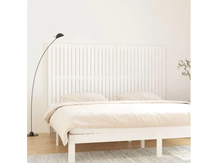Wand-Kopfteil für Bett | Bett-Kopfteil Weiß 204x3x110 cm Massivholz Kiefer -MN175295