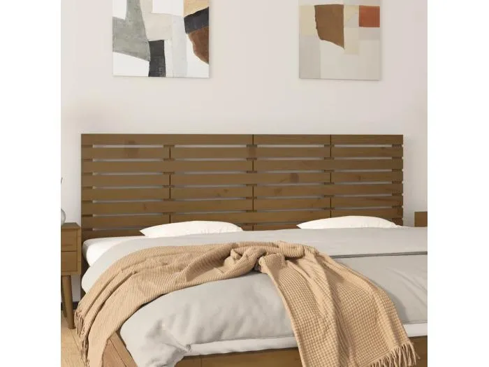 Wand-Kopfteil für Bett | Bett-Kopfteil Honigbraun 206x3x63 cm Massivholz Kiefer -MN856442
