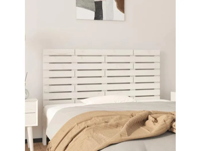 Wand-Kopfteil für Bett | Bett-Kopfteil Weiß 146x3x63 cm Massivholz Kiefer -MN730989
