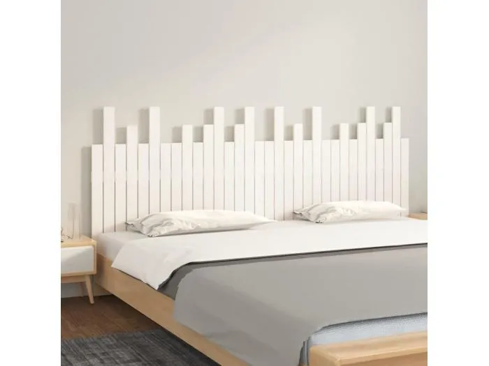 Wand-Kopfteil für Bett | Bett-Kopfteil Weiß 204x3x80 cm Massivholz Kiefer -MN765996