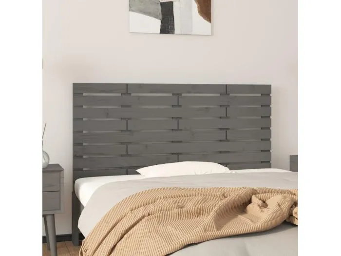 Wand-Kopfteil für Bett | Bett-Kopfteil Grau 126x3x63 cm Massivholz Kiefer -MN700888