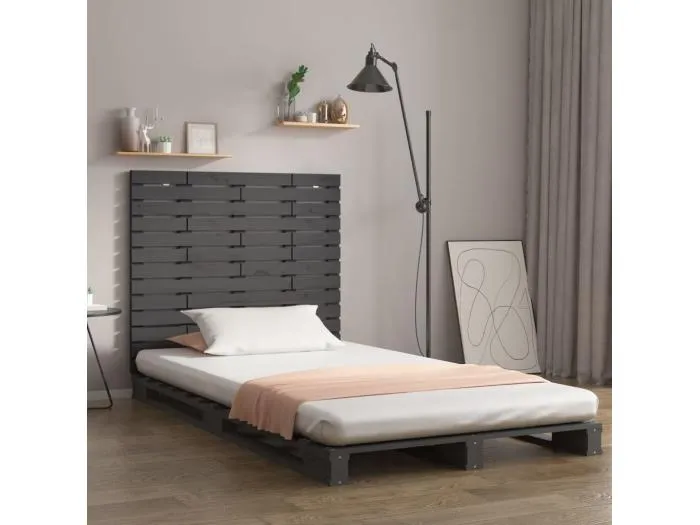 Wand-Kopfteil für Bett | Bett-Kopfteil Grau 146x3x91,5 cm Massivholz Kiefer -MN214407
