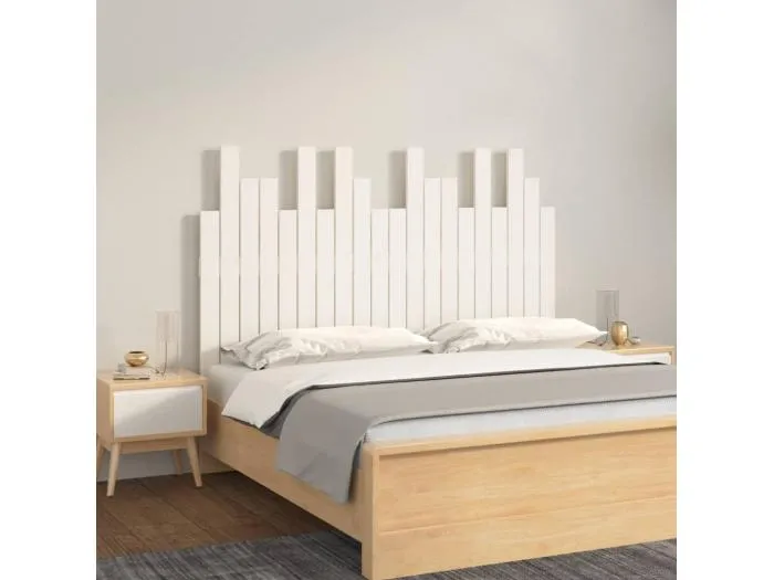 Wand-Kopfteil für Bett | Bett-Kopfteil Weiß 127,5x3x80 cm Massivholz Kiefer -MN355523