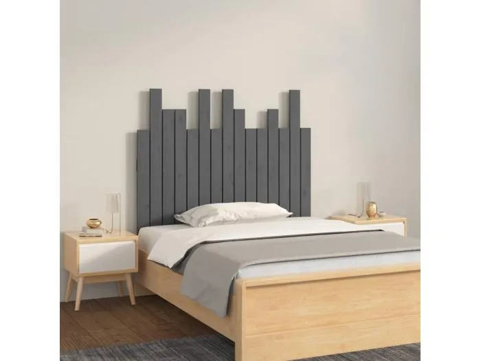 Wand-Kopfteil für Bett | Bett-Kopfteil Grau 95,5x3x80 cm Massivholz Kiefer -MN517033