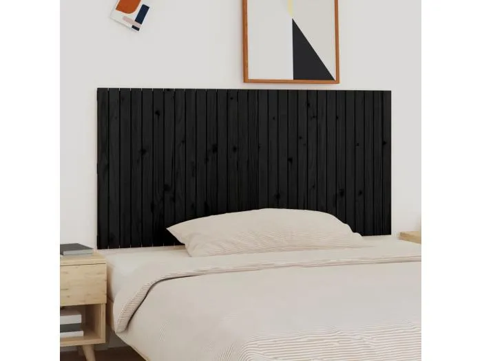 Wand-Kopfteil für Bett | Bett-Kopfteil Schwarz 185x3x90 cm Massivholz Kiefer -MN934353